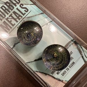 NIP Morbid Metals Glass 5/8in Plug Purple Galaxy Swirl